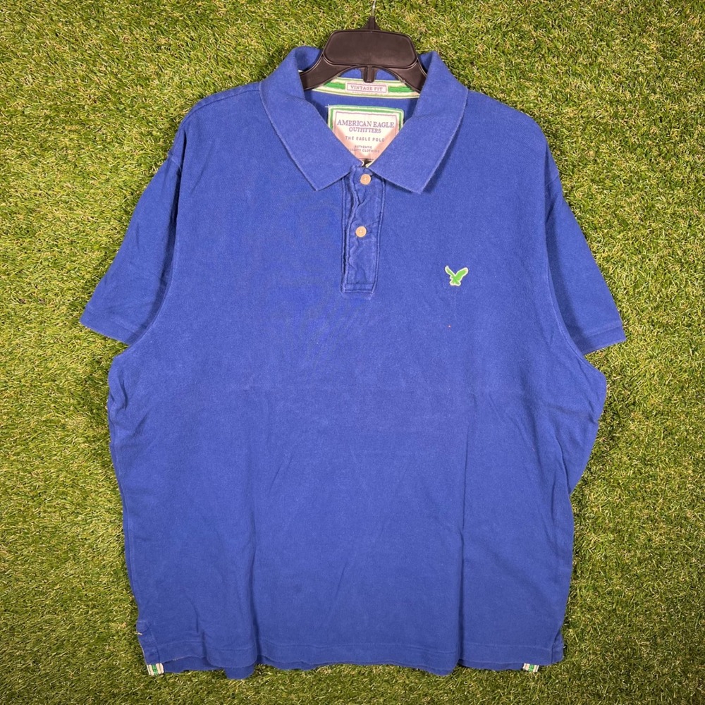 American Eagle Outfitters Mens XXXL Blue The Eagle Polo Vintage Fit Shirt